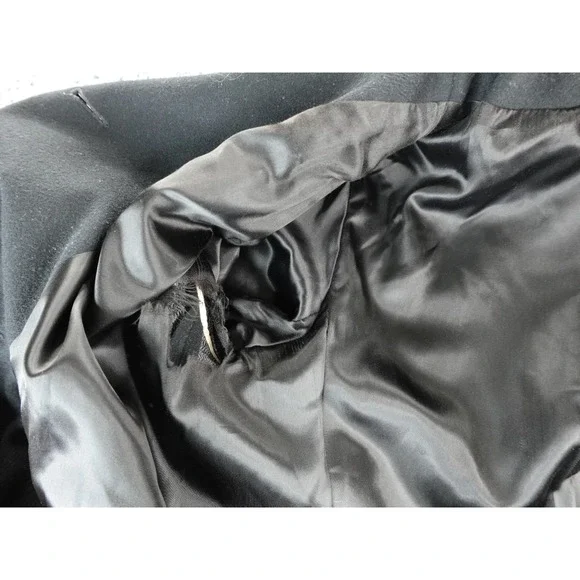 Leslie Fay Wool Long Coat Black Gold Buttons Vintage Military Style Women's 10 - Picture 10 of 13